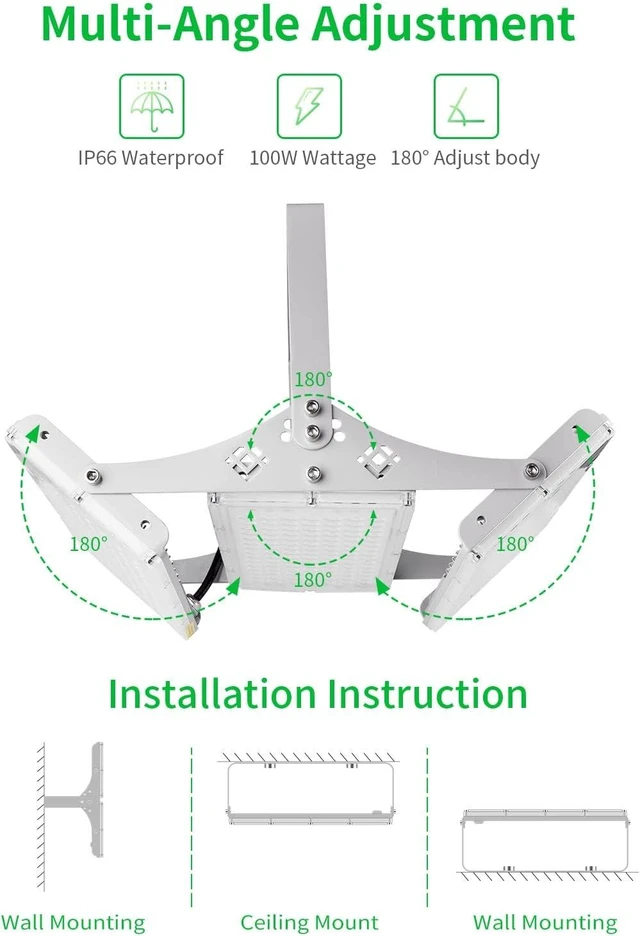 Alt view image 4 of 7 - Viugreum 300W LED Flood Light, 24000LM Super Bright Outdoor Work Stadium Lights, 6000K Daylight White, 1500W Halogen Equivalent, IP66 Waterproof Security Floodlight for Garage, Garden, Lawn, Yard
