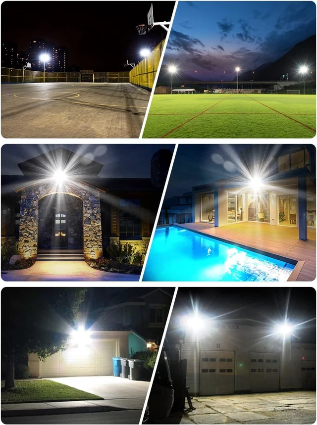 Alt view image 7 of 7 - Viugreum 300W LED Flood Light, 24000LM Super Bright Outdoor Work Stadium Lights, 6000K Daylight White, 1500W Halogen Equivalent, IP66 Waterproof Security Floodlight for Garage, Garden, Lawn, Yard
