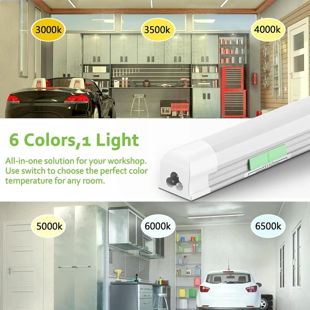 Alt view image 4 of 7 - Dimmable LED Shop Lights 4FT,30W 4500LM,6CCT Tunable,Plug-in Garage Lights