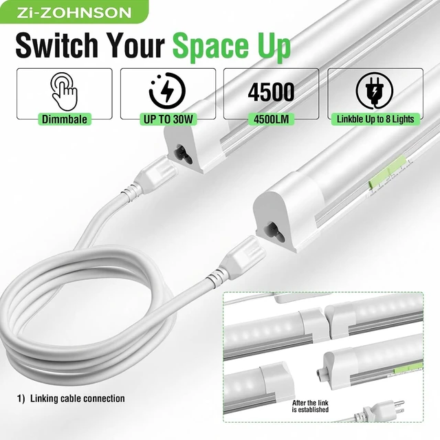 Alt view image 5 of 7 - Dimmable LED Shop Lights 4FT,30W 4500LM,6CCT Tunable,Plug-in Garage Lights