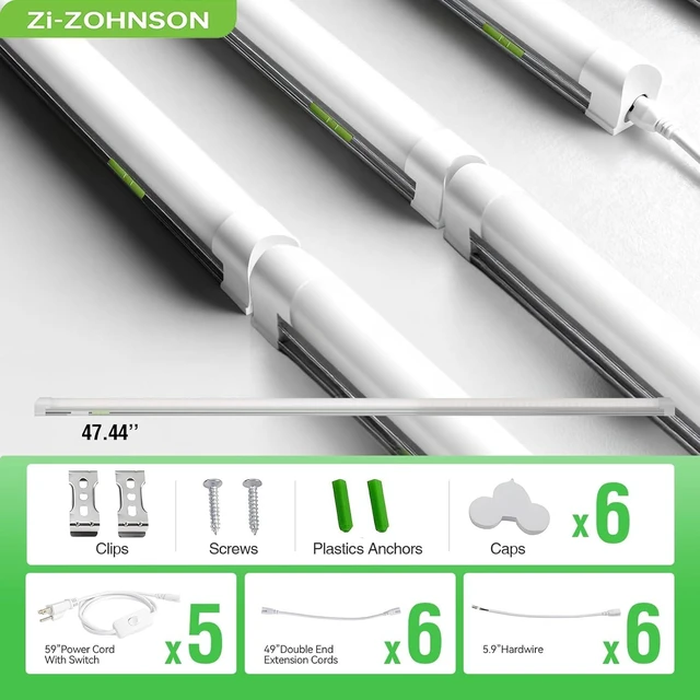 Alt view image 7 of 7 - Dimmable LED Shop Lights 4FT,30W 4500LM,6CCT Tunable,Plug-in Garage Lights