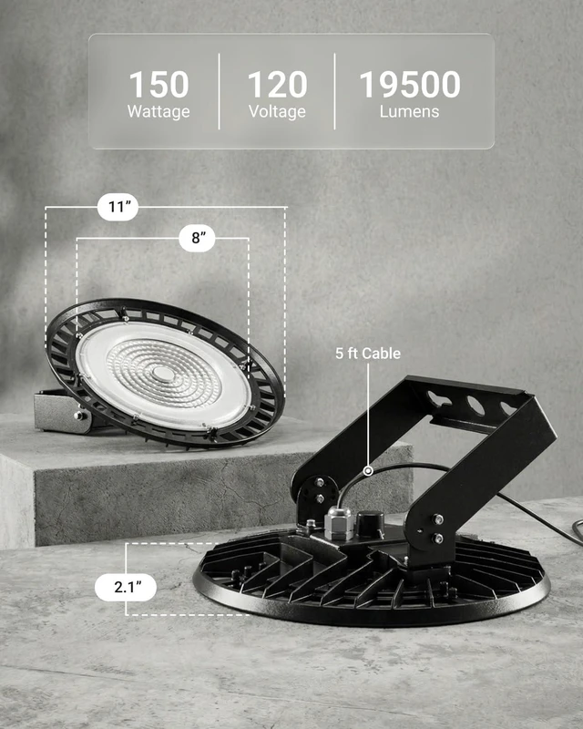 Alt view image 7 of 7 - Sunco 6 Pack UFO LED High Bay Lights, Plug & Play, 150W, 19500LM, 5000K