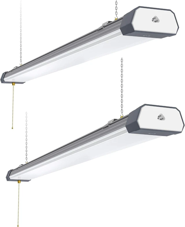 Main image of 2 Pack 100W Linkable LED Shop Light 13000LM, ETL Listed, Hanging or Surface Mount, 5000K Daylight Super Bright LED Utility Shop Light with ON/Off Pull Chain, 120V Plug