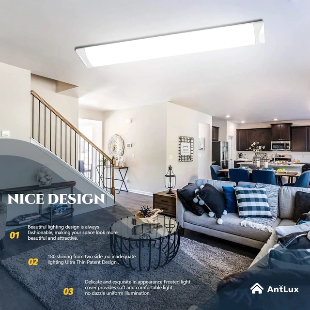 Alt view image 5 of 7 - ANTLUX 4FT LED Wraparound Puff Lights, 50W/5500LM, 3 Color Temperature Dimmable LED Wrap Light, 4 Foot Led Flush Mount Ceiling Lights, 48 Inch Lighting Fixtures for Kitchen Laundry Office, 2 Pack