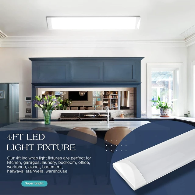 Alt view image 6 of 7 - ANTLUX 4FT LED Wraparound Puff Lights, 50W/5500LM, 3 Color Temperature Dimmable LED Wrap Light, 4 Foot Led Flush Mount Ceiling Lights, 48 Inch Lighting Fixtures for Kitchen Laundry Office, 2 Pack