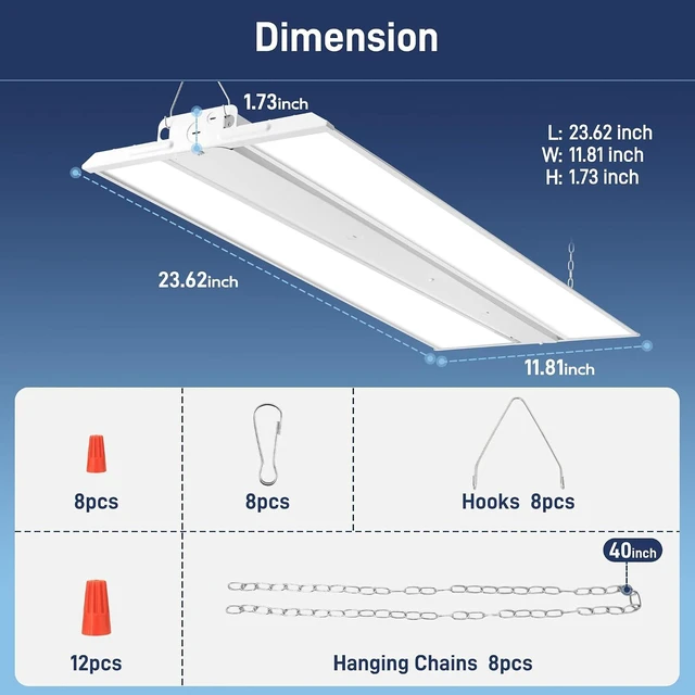 Alt view image 7 of 7 - hykolity 2FT 150W LED Linear High Bay Shop Light, 20250LM 5000K 135LM/W