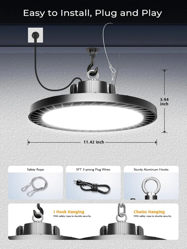 Alt view image 6 of 7 - ONLYLUX UFO LED High Bay Light 200W 30000LM 5000K High Bay LED Shop Lights