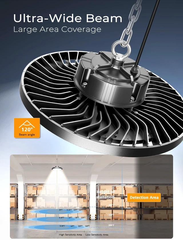 Alt view image 5 of 7 - ONLYLUX UFO LED High Bay Light 200W 30000LM 5000K High Bay LED Shop Lights