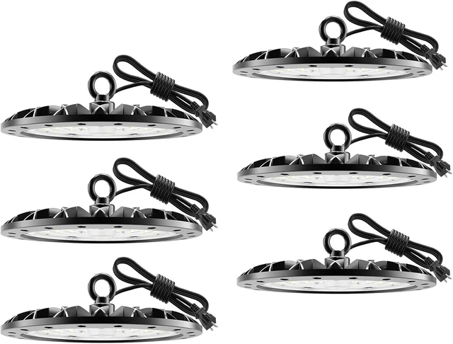 Main image of loyal 6 Packs 200W UFO LED High Bay Light, 20000LM LED High Bay Shop Light, 6000K Daylight LED Bay Light with 1.2M Cable US Plug, Commercial High Bay Lighting for Warehouse Workshop Garage Factory