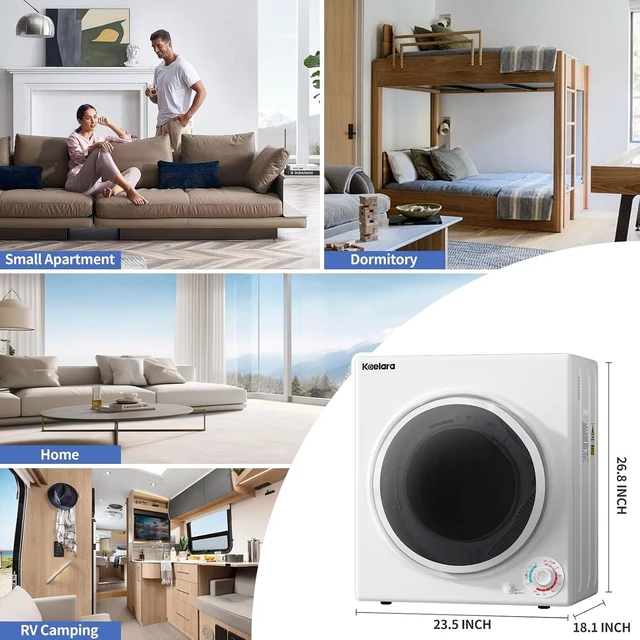 Alt view image 6 of 7 - Portable Dryer, 3.5 Cu.ft Portable Dryers for Laundry with Stianless Steel Tub, 1500W Clothes Dryer Machine for Home, Apartment, 4 Dring Mode, Auto-shutt off, White