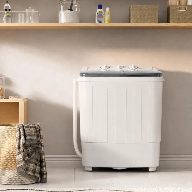 Alt view image 2 of 7 - Superday Portable Washing Machine, 25.3lbs Mini Washing Machine and Spin Dryer Combo, Mini Twin Tub Laundry Machine for Camping, Apartments, Dorms, College Rooms, RV, Delicates, Grey