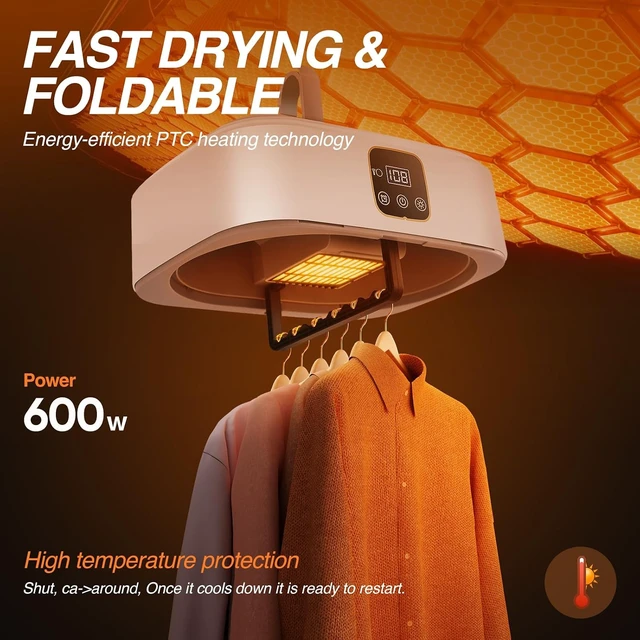Alt view image 2 of 7 - Portable Clothes Dryer, Mini Dryers for Laundry, Small Foldable Electric Compact Drying Machine for Travel,RV, Home and Apartment, with Remote Control and Dry Bag