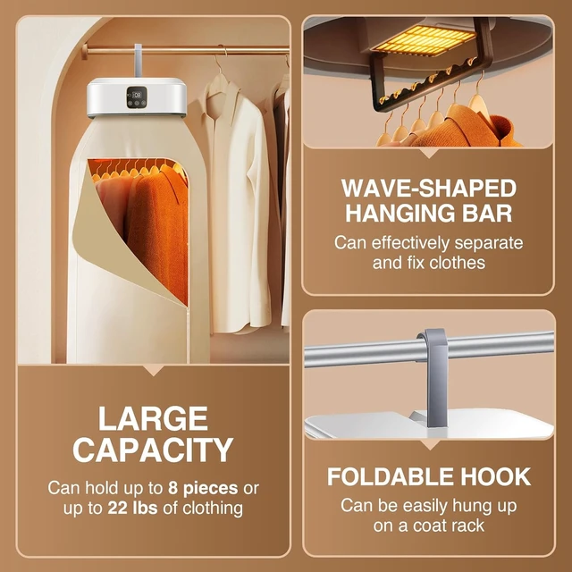 Alt view image 4 of 7 - Portable Clothes Dryer, Mini Dryers for Laundry, Small Foldable Electric Compact Drying Machine for Travel,RV, Home and Apartment, with Remote Control and Dry Bag