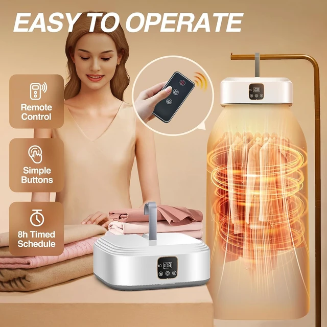 Alt view image 5 of 7 - Portable Clothes Dryer, Mini Dryers for Laundry, Small Foldable Electric Compact Drying Machine for Travel,RV, Home and Apartment, with Remote Control and Dry Bag