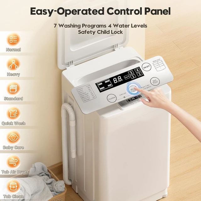 Alt view image 2 of 7 - Auertech Portable Washer and Dryer Combo Set, 18 lbs Fully Automatic Washing Machine, 1.5CuFt Portable Dryers, Compact Washer and Dryer for Apartment, RV, Dorm