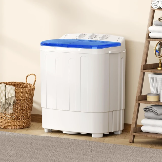 Alt view image 2 of 7 - INTERGREAT Portable Washing Machine, 25.4lbs Twin Tub Portable Washer with Spin Cycle and Dryer, Semi-automatic Washer Machine Combo for Dorms, Apartments, Blue