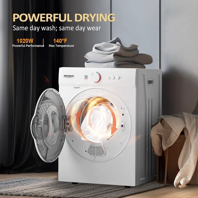 Alt view image 4 of 7 - ROVSUN 25LBS Full Automatic Washing Machine and 1.8CuFt Portable Clothes Dryer Set, Compact Laundry Washer and Dryer Combo Set with Stainless Steel Inner Tub, for Apartment, Dorms, Home