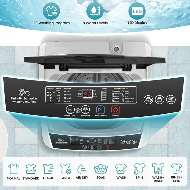 Alt view image 3 of 7 - Nictemaw 20 lbs Portable Washing Machine, Compact Washer for Apartment
