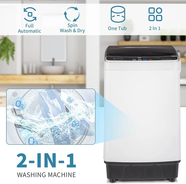 Alt view image 3 of 7 - ROVSUN 17.6lbs Full Automatic Washing Machine, 2 in 1 Portable Laundry ClothesWasher with Drain Pump, Compact Washer and Dryer Combo, Top Load Washer for House Apartment Dorm