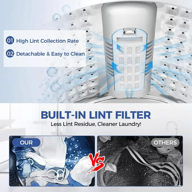 Alt view image 7 of 7 - Nictemaw Portable Washing Machine, 17.8Lbs 2.4 Cu.ft, Glass Lid, Drain Pump