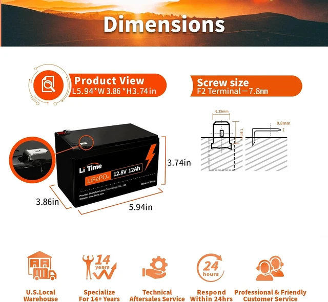 Alt view image 2 of 7 - LiTime 12V 12Ah Mini LiFePO4 Battery for Camping Fish Finder Toys LED-2Pack