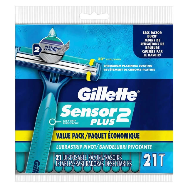 Alt view image 2 of 7 - Sensor2 Plus Pivot Men's Disposable Razor, 21 Razors