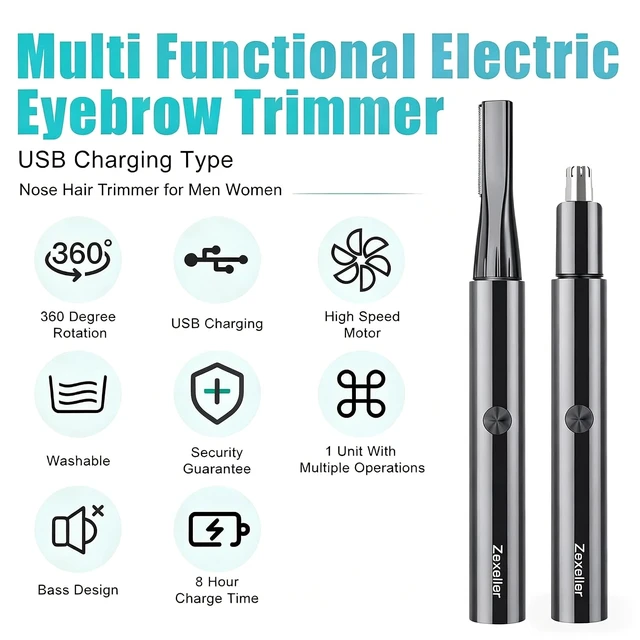 Alt view image 2 of 7 - Electric Nose Hair Trimmer Eyebrow Trimmer for Men Women, 7-in-1 Painless Facial Grooming Kit, USB Rechargeable IPX7 Waterproof Precision Trimmer for Nose Ear Eyebrow Beard Body Hair