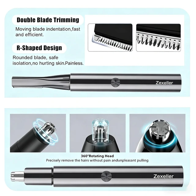 Alt view image 4 of 7 - Electric Nose Hair Trimmer Eyebrow Trimmer for Men Women, 7-in-1 Painless Facial Grooming Kit, USB Rechargeable IPX7 Waterproof Precision Trimmer for Nose Ear Eyebrow Beard Body Hair