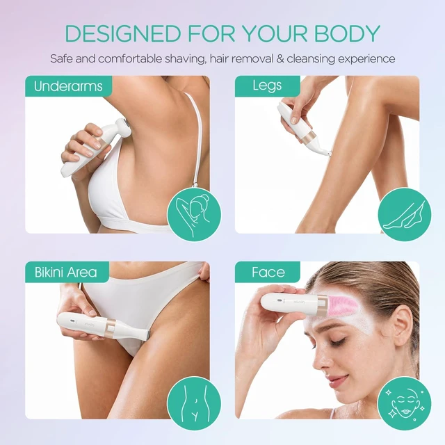 Alt view image 3 of 7 - VOYOR Electric Razors for Women, 5 in 1 Bikini Shaver for Legs & Body ES500