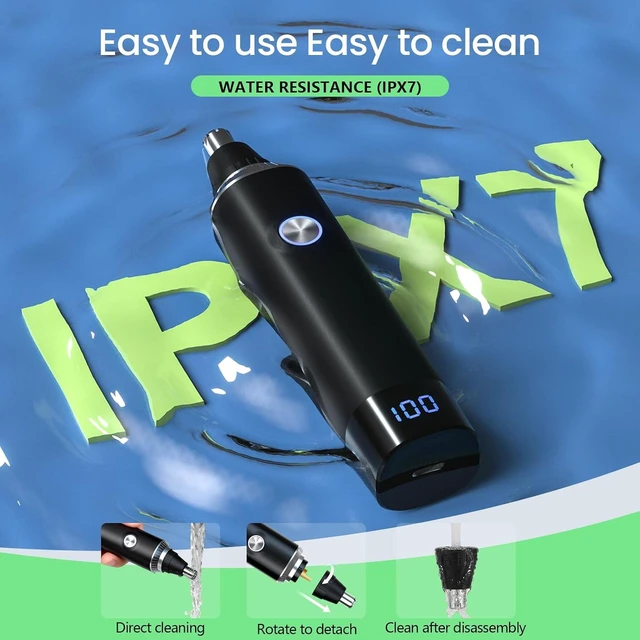 Alt view image 5 of 7 - Nose Hair Trimmer for Men Women, Painless USB Rechargeable Ear Hair Remover with LED Display, 13,000 RPM Dual-Edge Blades, IPX7 Waterproof Electric Facial Eyebrow Groomer with Replacement Nose Blade