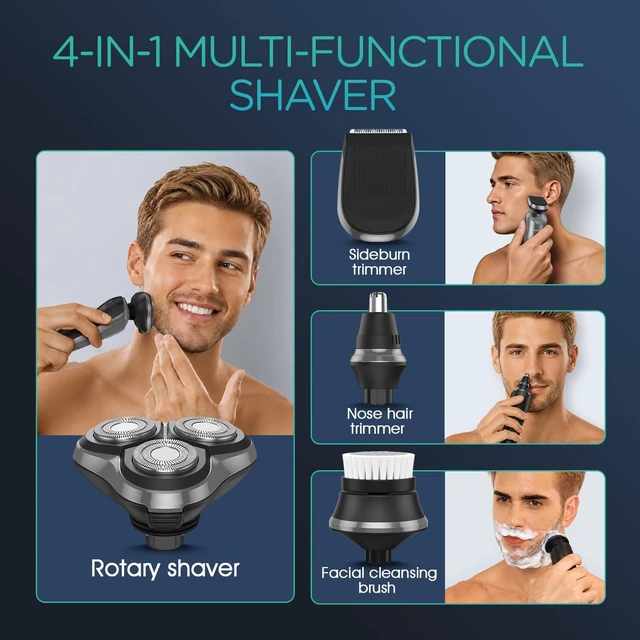 Alt view image 6 of 7 - VOYOR Electric Razor for Men, Rotary Shaver, 3D Floating Heads, Wet & Dry