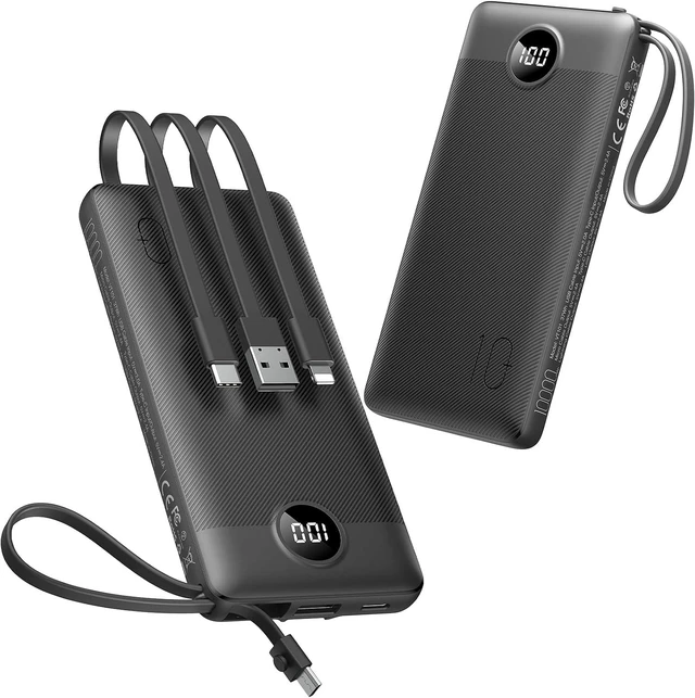 Main image of VEEKTOMX 10000mAh Portable Charger with Built-in Cables