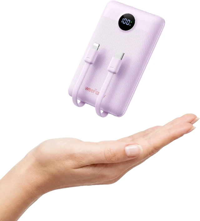 Main image of Compact Portable Charger 10000mAh with Built-in Cables