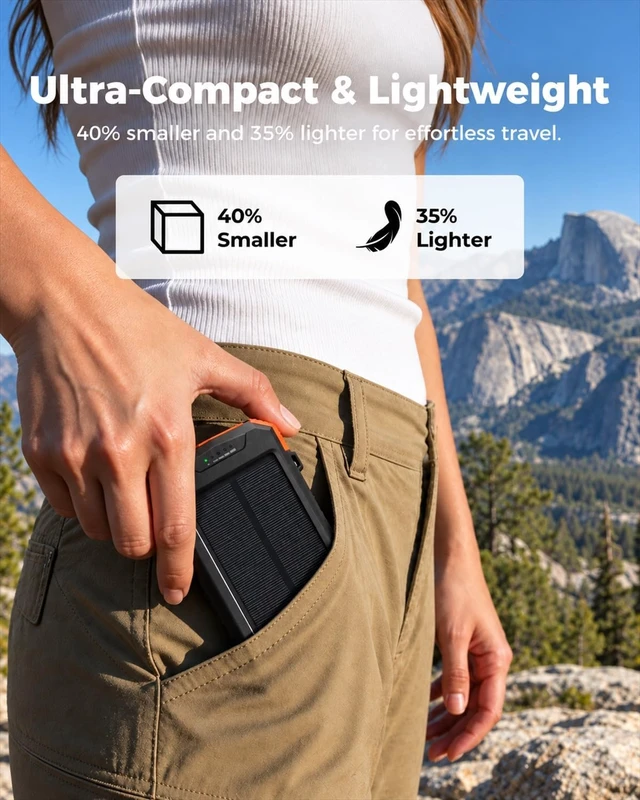 Alt view image 3 of 7 - BLAVOR Solar Power Bank 10,000mAh Portable Wireless Charger for Cell Phones