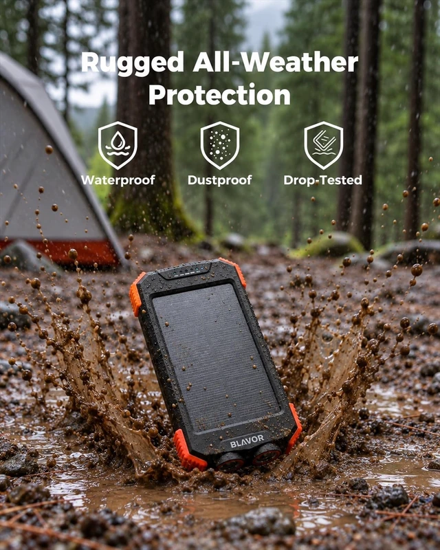 Alt view image 5 of 7 - BLAVOR Solar Power Bank 10,000mAh Portable Wireless Charger for Cell Phones