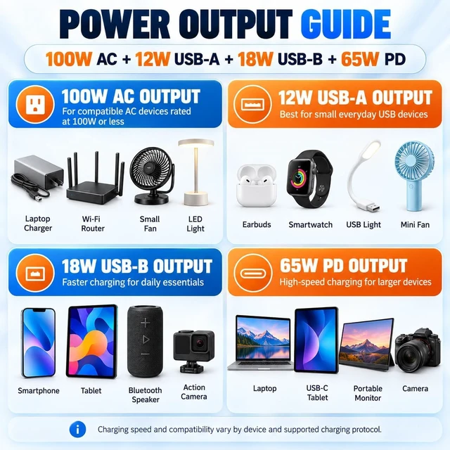Alt view image 7 of 7 - mahueeol Portable Power Station 99.9Wh, 100W AC, 65W USB-C PD