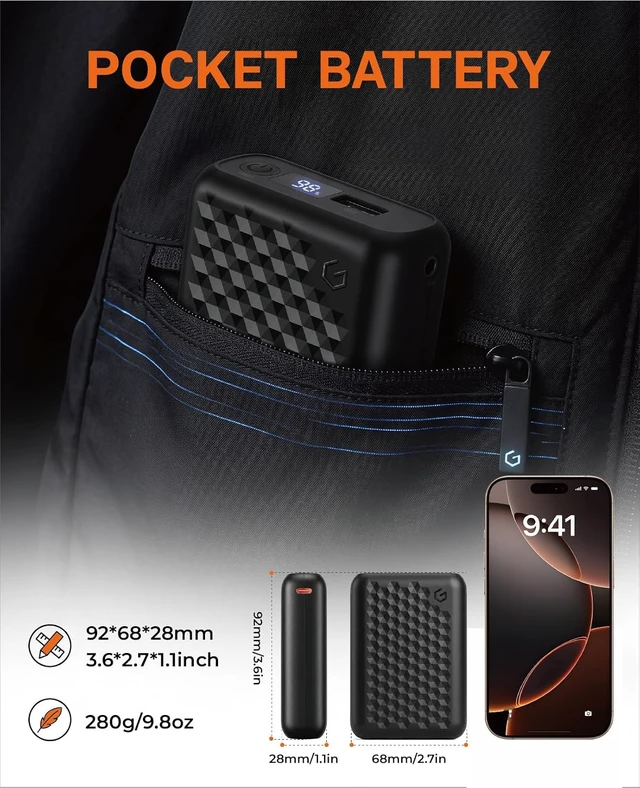 Alt view image 2 of 6 - Wulcea 12v 18400mAh High Capacity Type-C InputUSB Type-C DC Output Fast Charge for Graphene Heated Jacket Heated Vest Long Lasting Portable Charger Digital Display for Genovega VERGOO