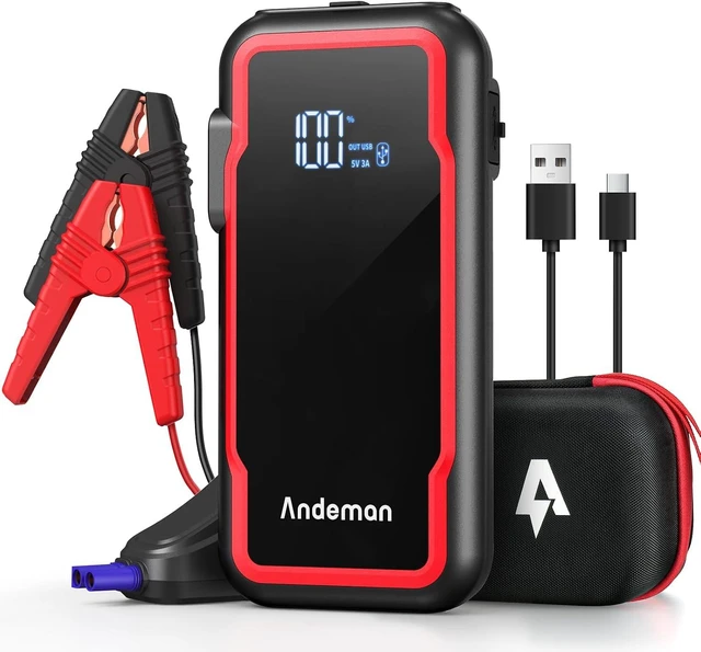 Main image of Andeman Car Jump Starter 3000A Peak 20000mAh (Start 9L Gas Engine or up to 7L Diesel Engine) Battery Charger Automotive, 12V Car Jumper, Power Bank Power Pack with Quick Charge Type-C Ports, Red