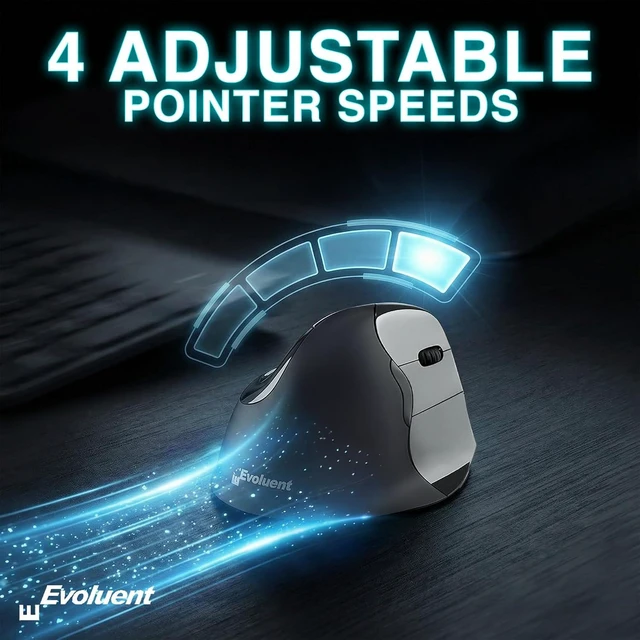 Alt view image 5 of 7 - Evoluent The World's Original Vertical Mouse VMC Classic Wireless USB/Bluetooth Ergonomic Mouse Right Hand M-L, Sculpted Comfort, 4 Speeds, Non-Programmable Copy & Paste Buttons