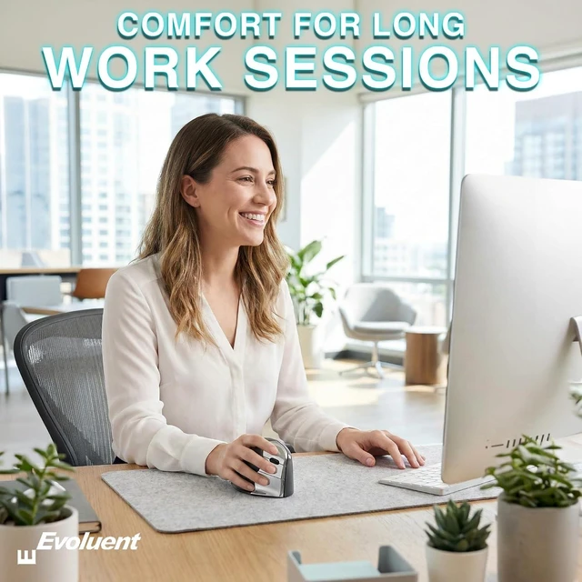 Alt view image 7 of 7 - Evoluent The World's Original Vertical Mouse VMC Classic Wireless USB/Bluetooth Ergonomic Mouse Right Hand M-L, Sculpted Comfort, 4 Speeds, Non-Programmable Copy & Paste Buttons