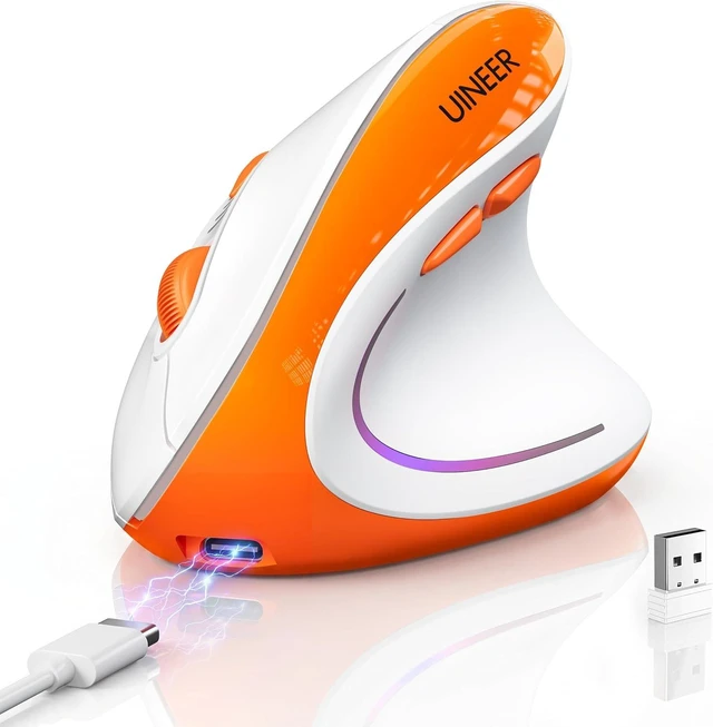 Main image of Uineer Ergonomic Vertical Mouse, Tri-Mode Wireless, Rechargeable, 4 DPI