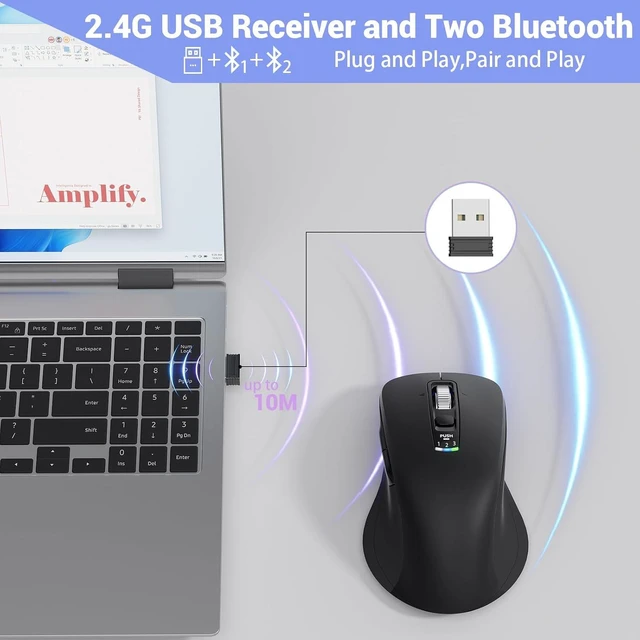Alt view image 3 of 7 - INFINMIND L511 Wireless Bluetooth Mouse, Multi-Device Programmable Mouse.