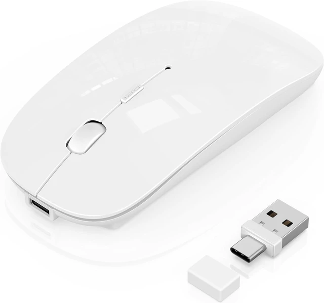 Main image of Gizdot-S1 Mouse for iPad/MacBook Air/Pro & Laptop, Bluetooth Wireless Rechargeable Mouse with Type-C, Slim Mouse Jiggler for iMac, 4 Connection Modes, Silent Click, 1600 DPI Compatible Mac OS/Windows