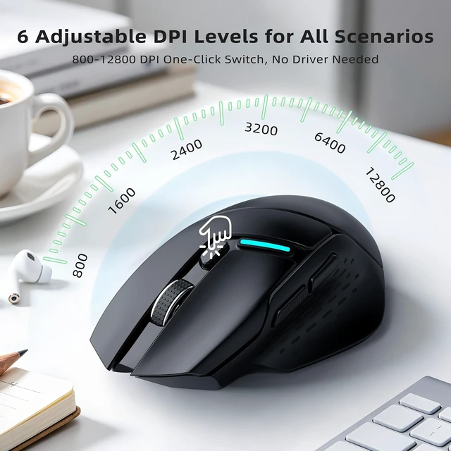Alt view image 6 of 7 - Uineer Wireless Mouse, Tri-Mode Bluetooth Mouse, USB-A Wired and 2.4G,
