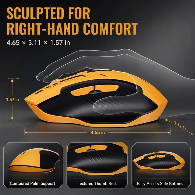 Alt view image 6 of 7 - INPHIC A9 Wireless Gaming Mouse, Rechargeable, 12800 DPI, RGB Light