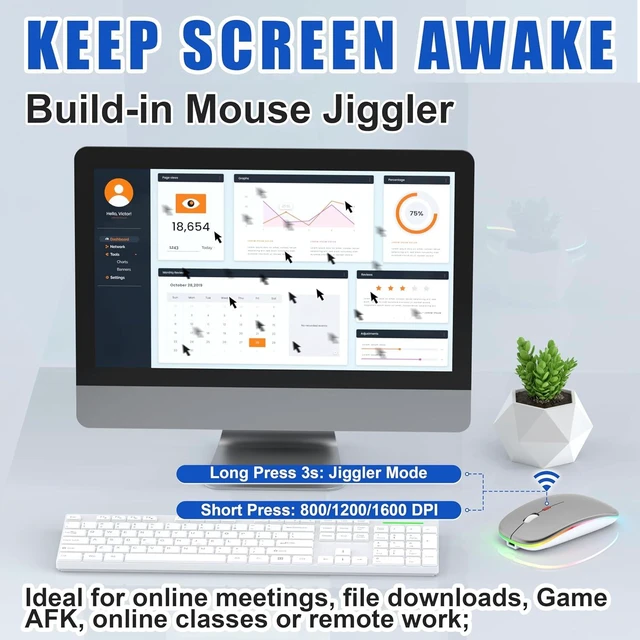 Alt view image 3 of 7 - R1 LED Mouse for MacBook Air/iPad/Laptop, Silver