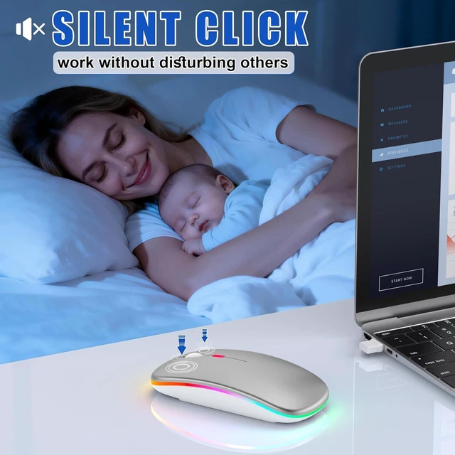Alt view image 4 of 7 - R1 LED Mouse for MacBook Air/iPad/Laptop, Silver