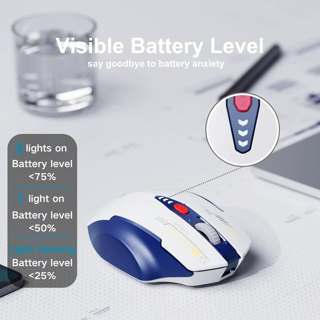 Alt view image 3 of 7 - Uineer Wireless Mouse, 2.4GHz Rechargeable Computer Mouse, Battery Display