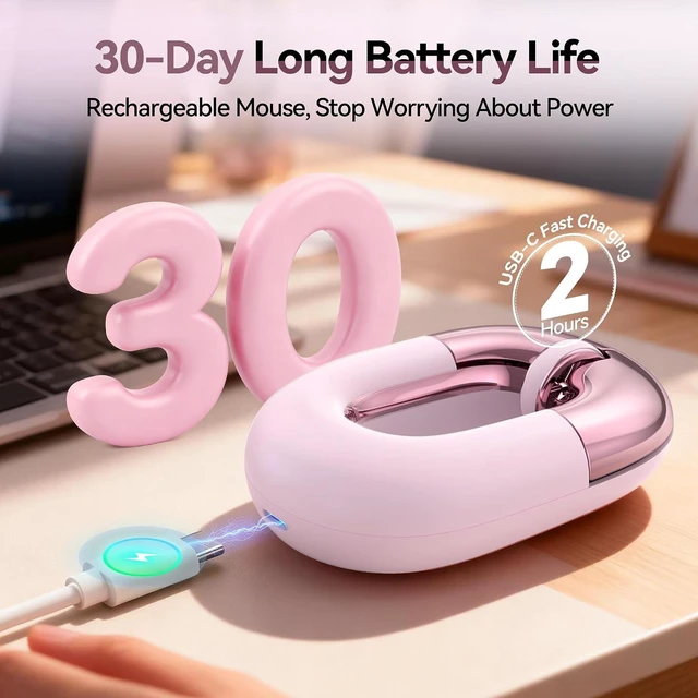 Alt view image 6 of 7 - Bluetooth Mouse for Laptop Donut Pink Wireless Mouse, Rechargeable