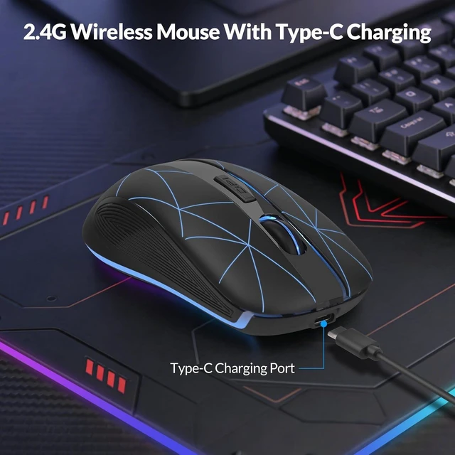 Alt view image 6 of 7 - Rii Wireless Mouse with USB Nano Receiver,Rechargeable for Office Gaming